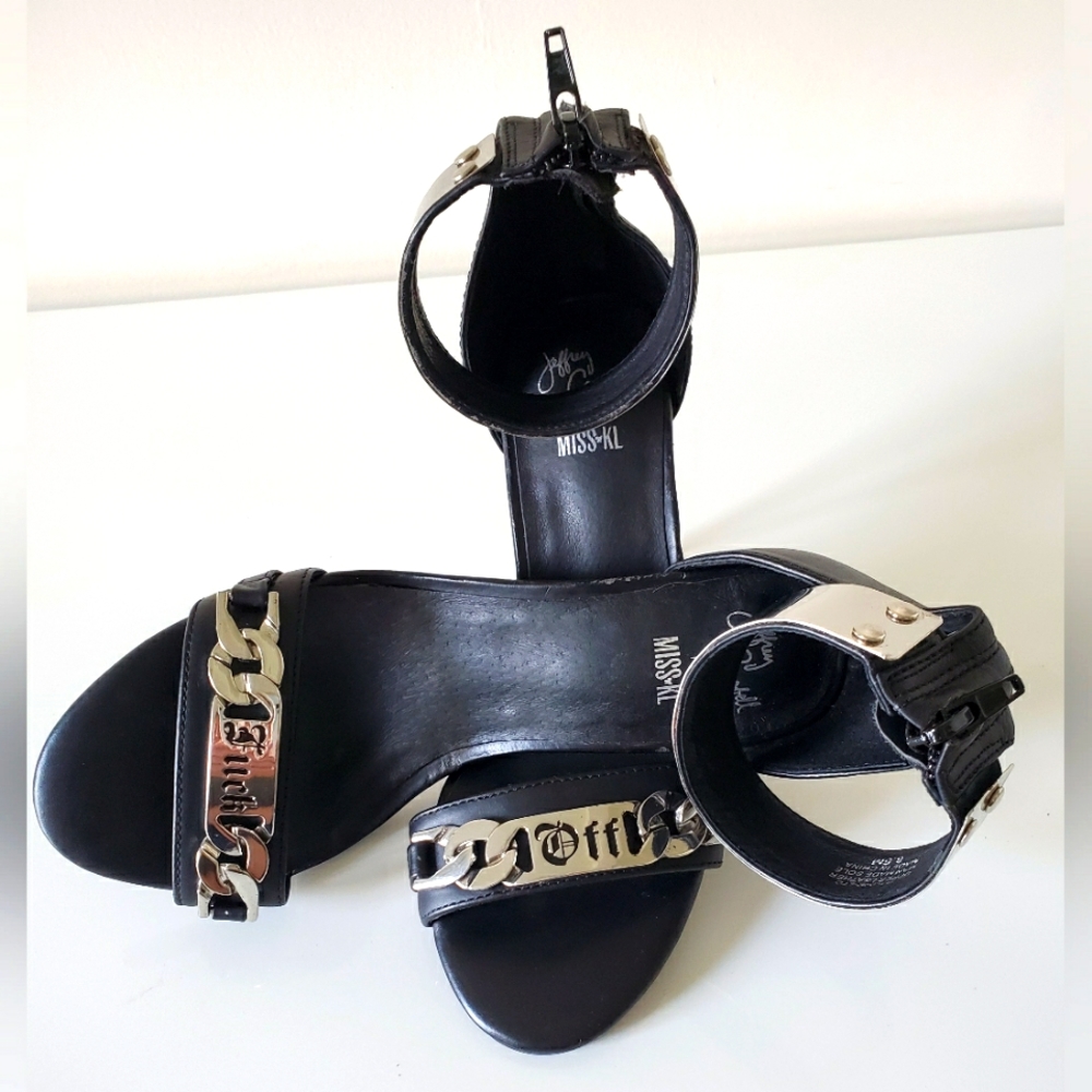 Jeffrey Campbell Miss KL FCK OFF Silver Ankle Cuff Stiletto